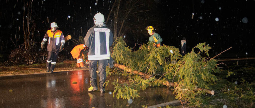 Traunstein: Sturmtief &quot;Sabine&quot; sorgt für Dauereinsatz der Feuerwehren – Abgerissene Strom- und Telefonleitungen