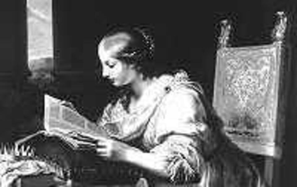 Heilige Katharina, in einem Buch lesend. Heilige Katharina, in einem Buch lesend.