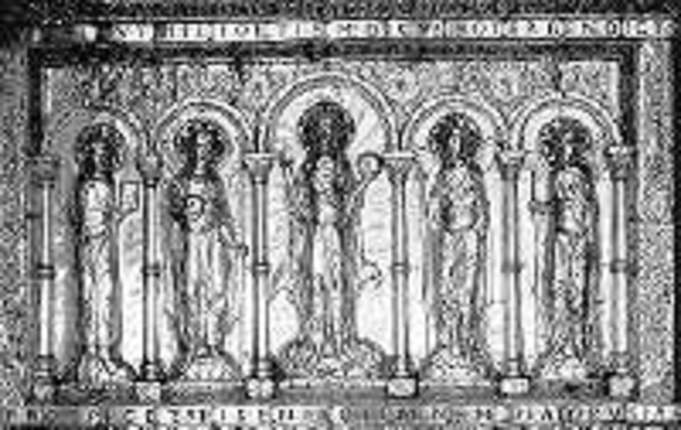 Für das Basler Münster stiftete der Kaiser dieses herrliche Antependium (Altarrückwand). Das Kaiserpaar liegt zu Füßen Christi.