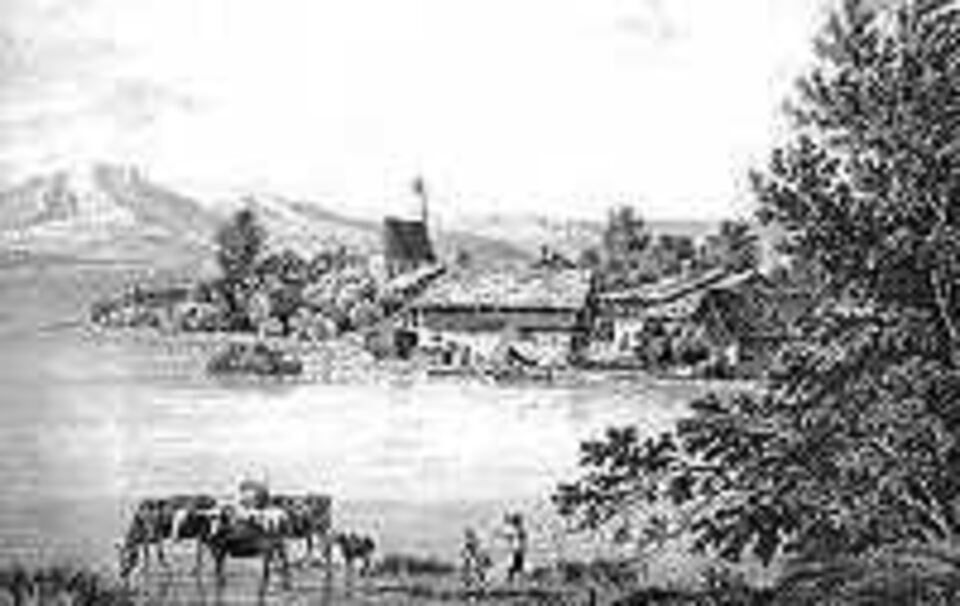 Blick auf Seebruck, Ettinger, 1825. Blick auf Seebruck, Ettinger, 1825.