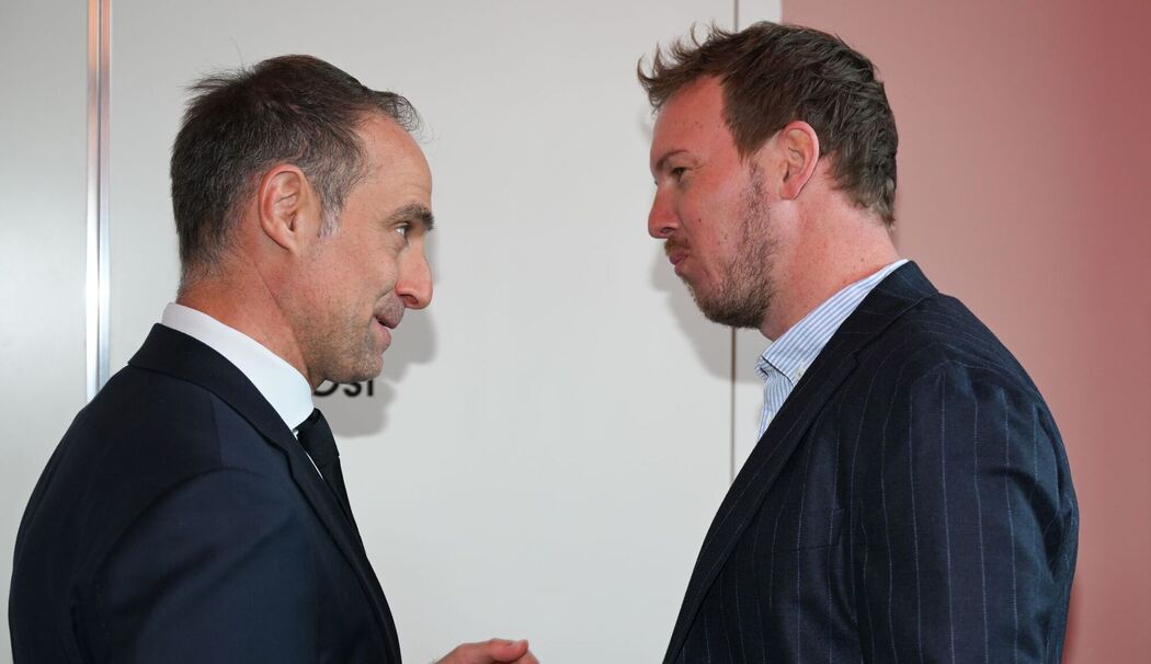 Oliver Mintzlaff (l) und Julian Nagelsmann