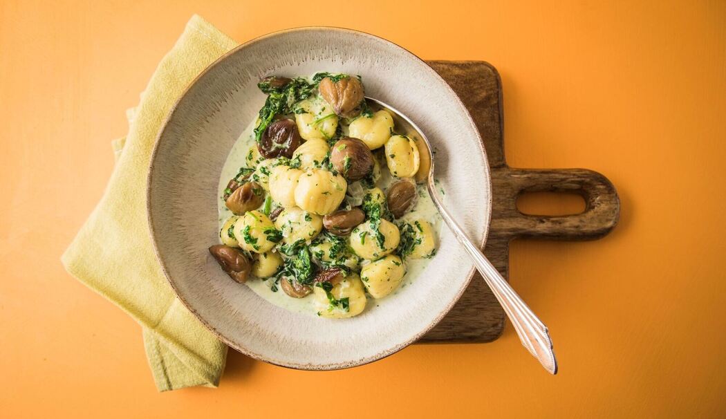 Gnocchi mit Maronen Spinat und Mascapone