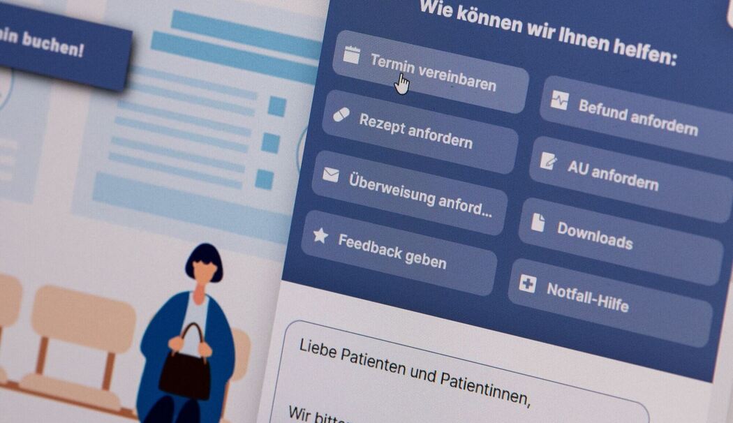 Seite einer Onlinepraxis