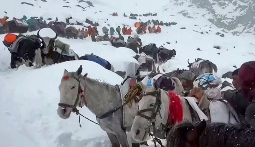 Kletterer am Mount Everest durch Schneefall eingeschlossen