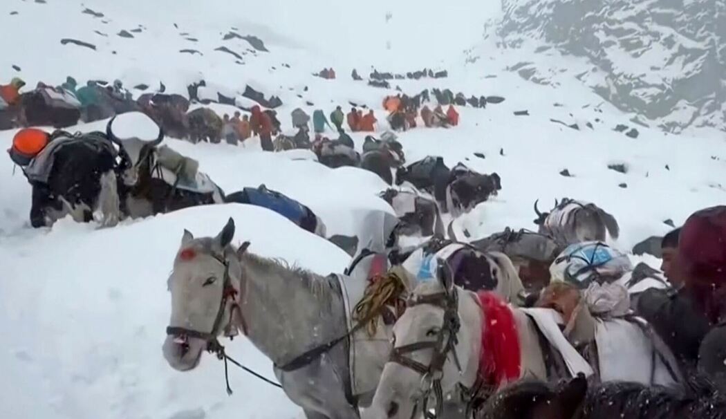 Kletterer am Mount Everest durch Schneefall eingeschlossen