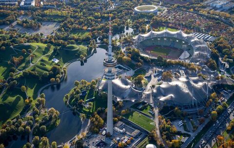 Münchner Olympiastadion aus der Luft