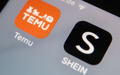 Die Apps der Internethändler Temu und Shein auf einem Smartphone
