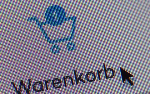 Symbol eines Warenkorbs auf einer Website