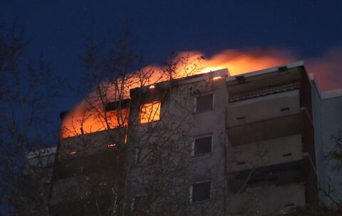 Hochhaus brennt in Mannheim