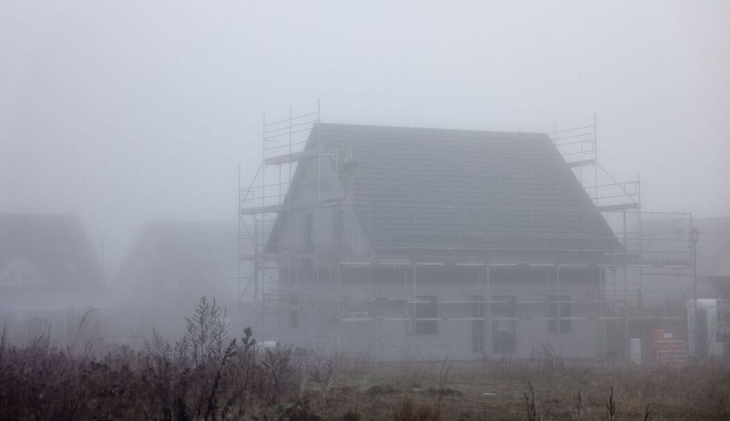 Baustelle im Nebel