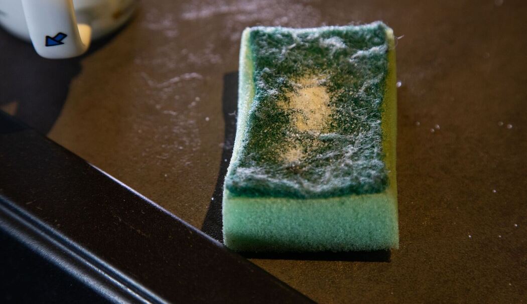 Salz ist auf einem Schwamm zu sehen