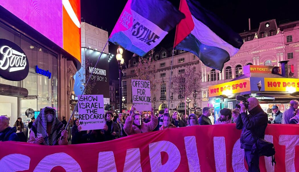 Vor der Fußball-EM 2028 - Protest in London Vor der Fußball-EM 2028 - Protest in London