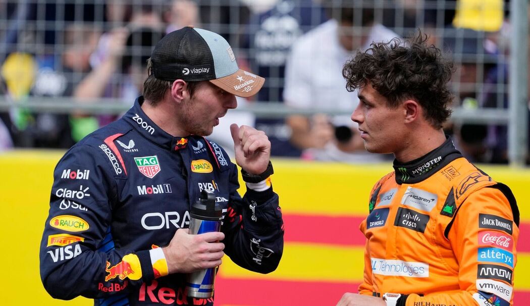 Max Verstappen (l) und Lando Norris Max Verstappen (l) und Lando Norris